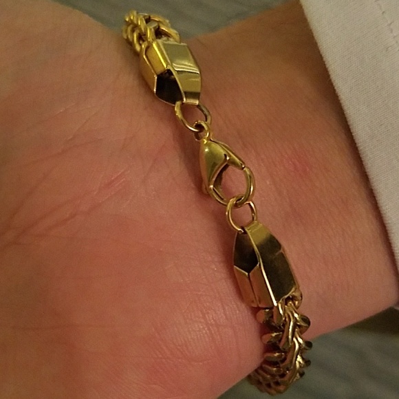 NEW! Men's "18k Gold" Chain Link Bracelet - Picture 3 of 5